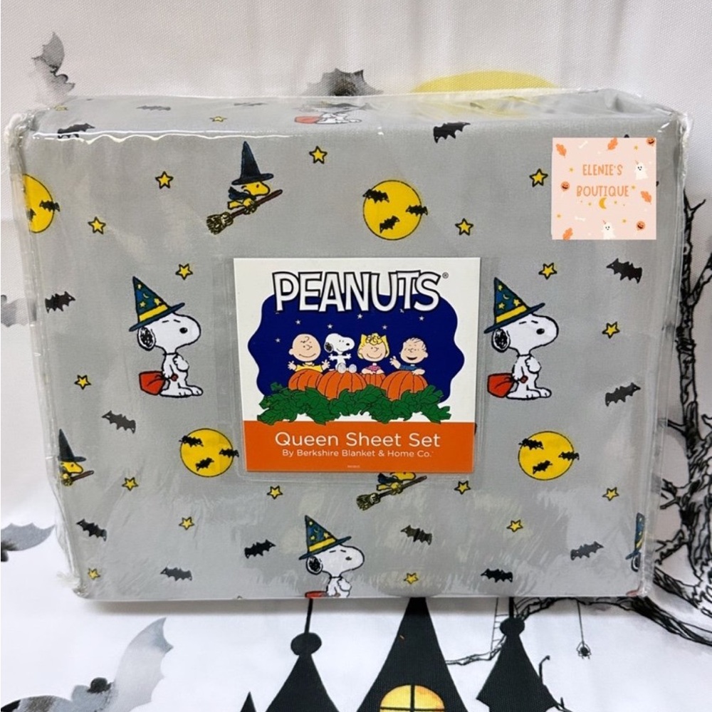 Peanuts Halloween Gray and Yellow Queen Sheet Set